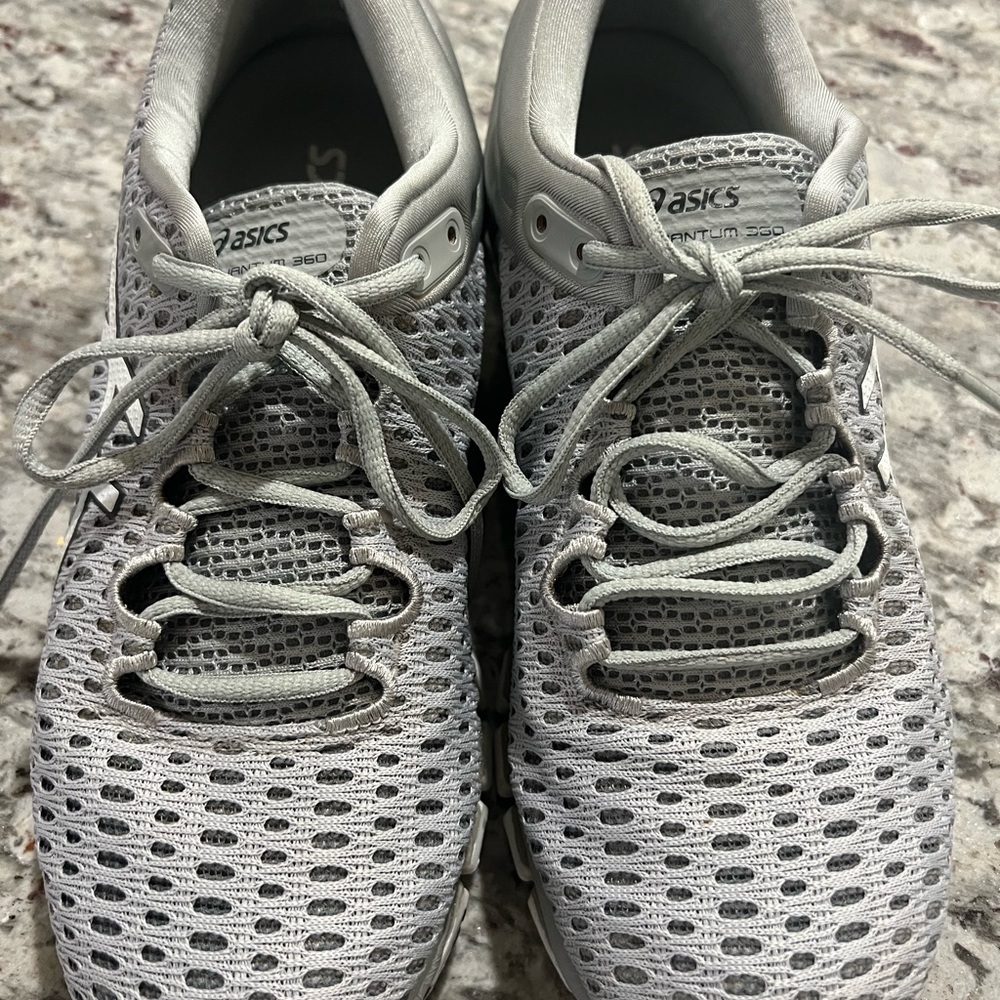 Asics Light Gray Mesh Running Shoes